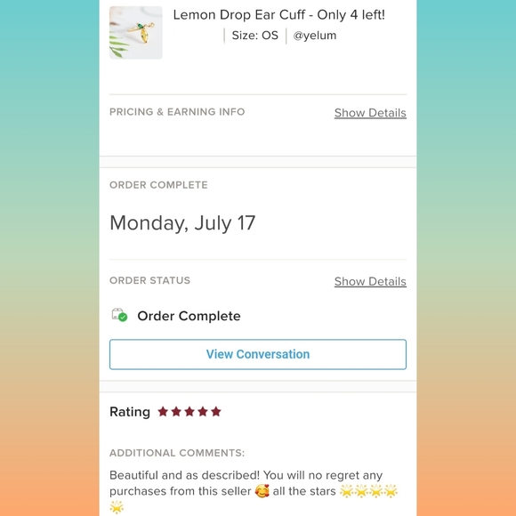 Lemon Drop Ear Cuff - Only 3 left! - Picture 8 of 8